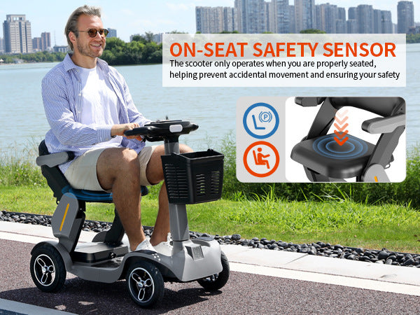 Mass production of new elderly mobility scooters, four-wheel electric anti-drop scooters for the elderly, overseas warehouse, ROVORON, REYWMER, Paiseec