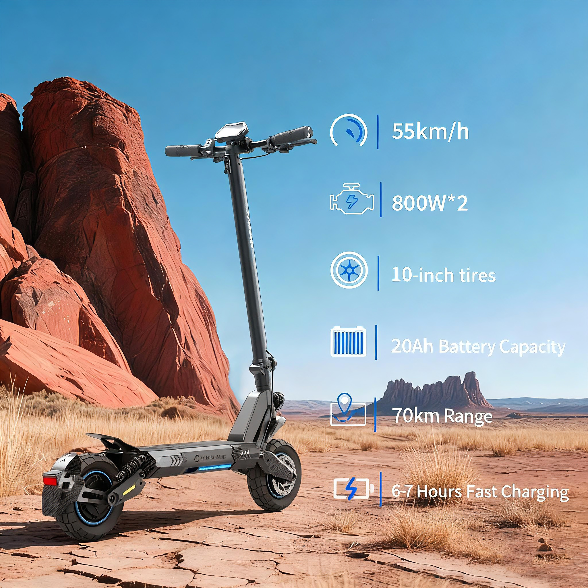 Two-wheel lithium battery off-road dual-drive high-power electric scooter factory customization two-wheel adult folding off-road electric scooter