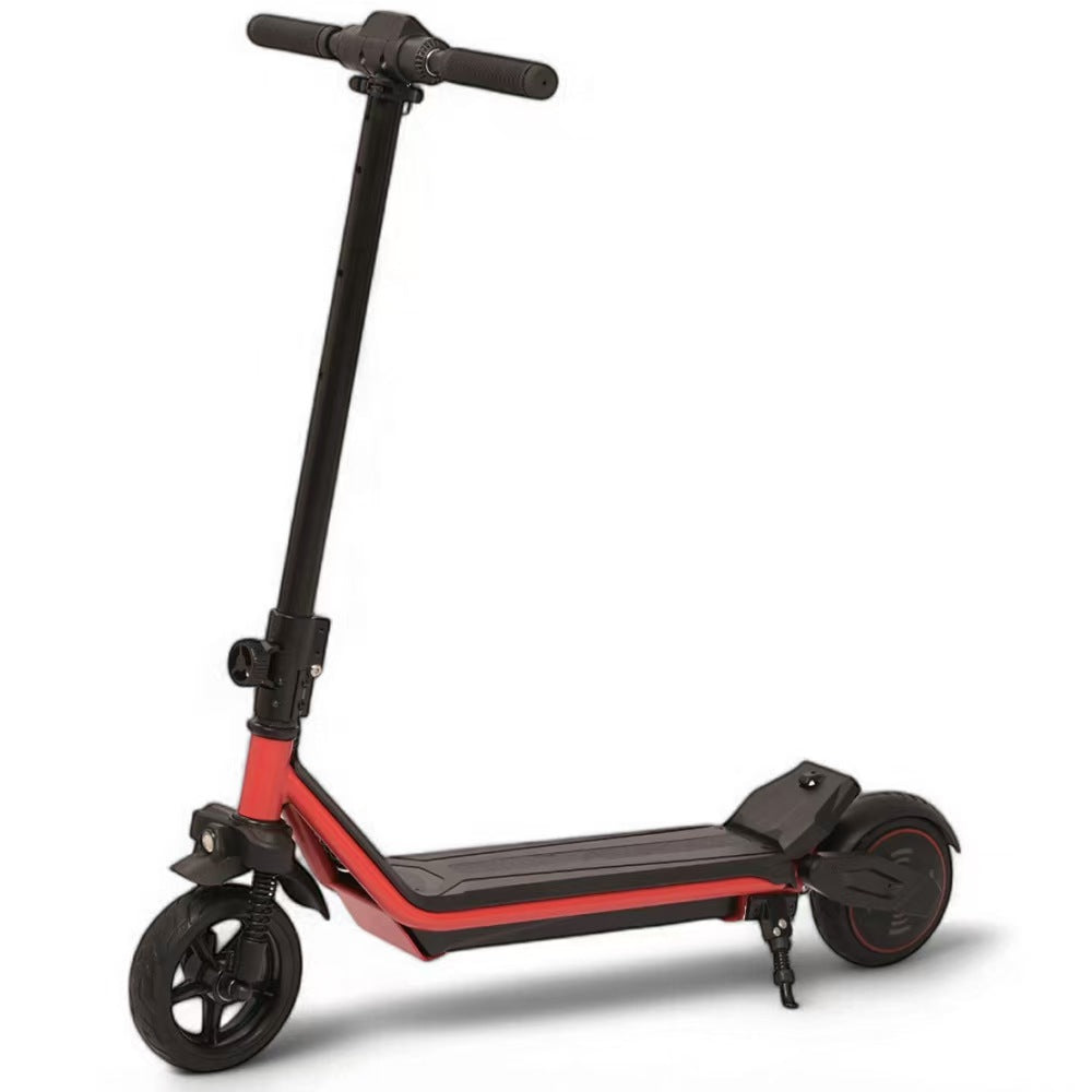 The new 6.5-inch LED screen 150W children's electric scooter has adjustable and foldable standing poles and 24V 150W front and rear shock absorbers