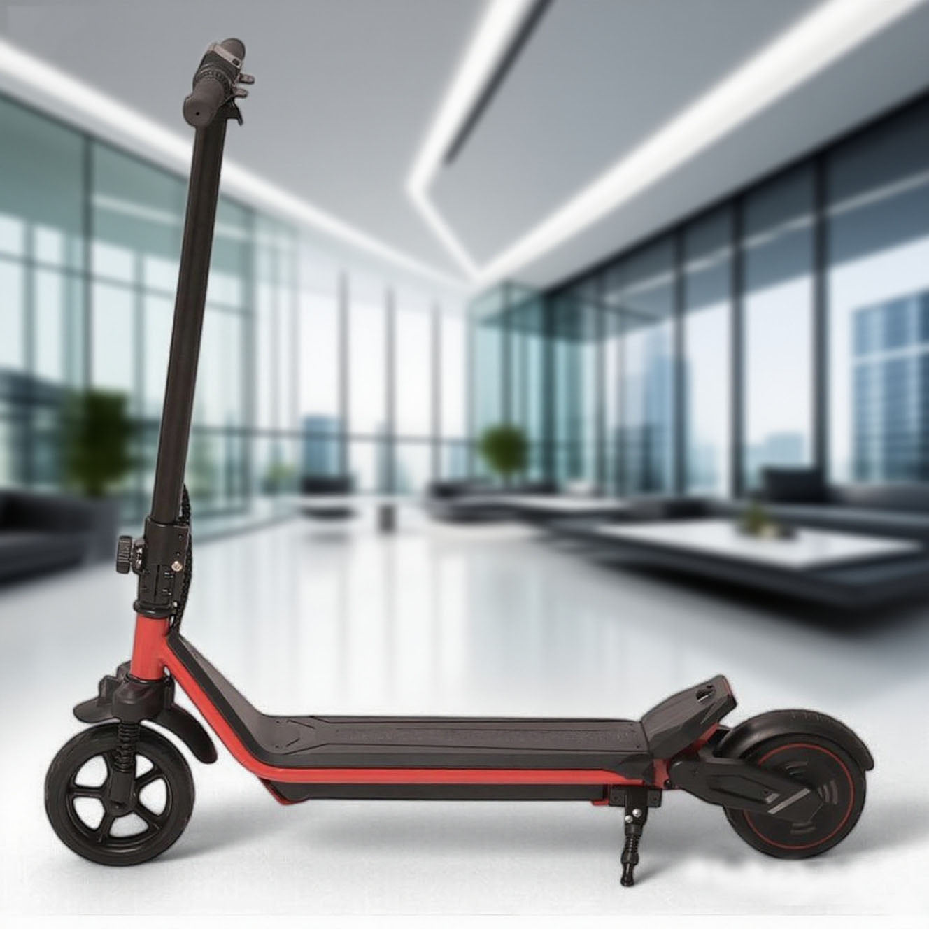 The new 6.5-inch LED screen 150W children's electric scooter has adjustable and foldable standing poles and 24V 150W front and rear shock absorbers
