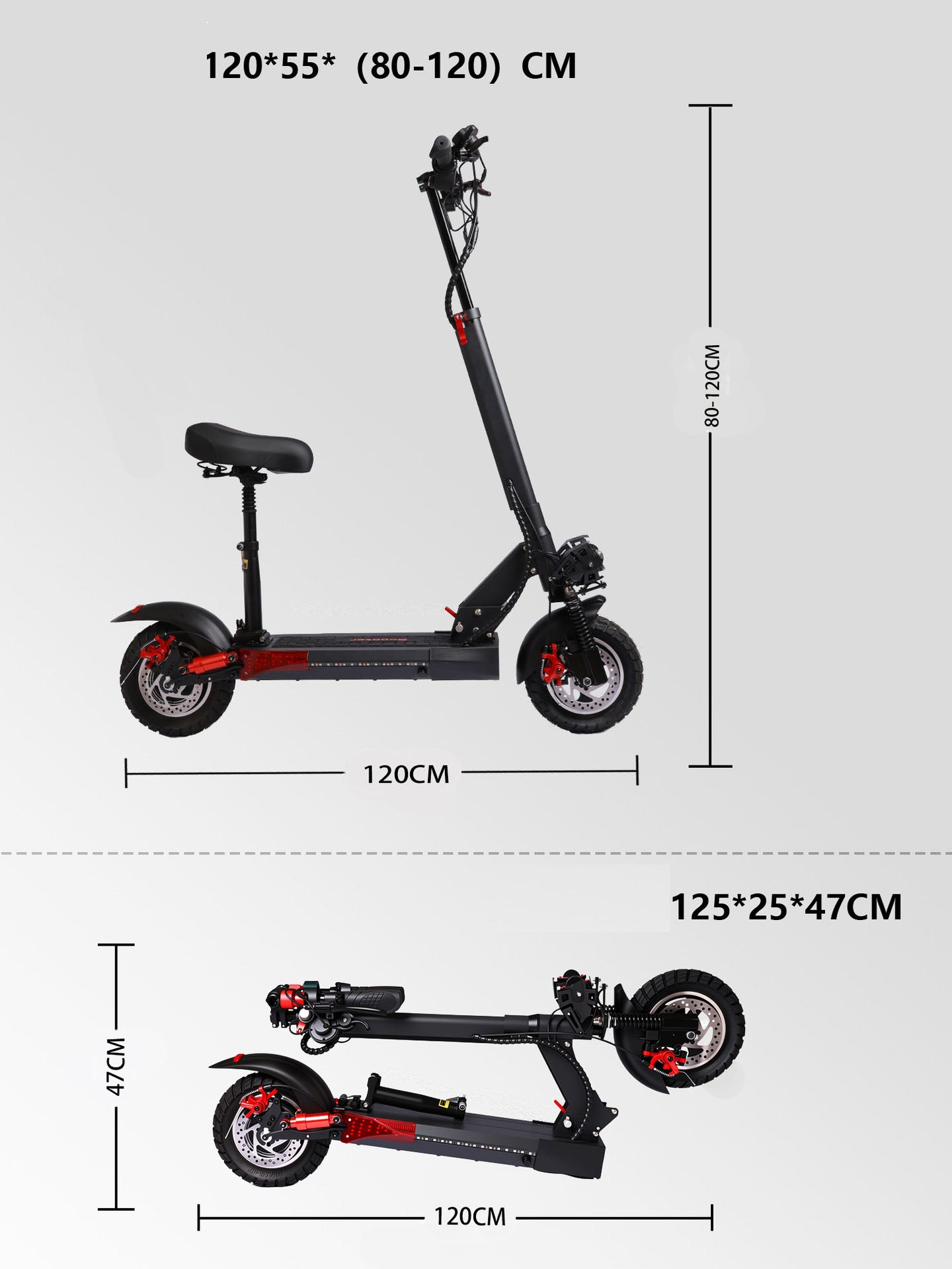 Adult electric scooter, 1200W motor, 48V, 21AH folding electric scooter, 11 fat tire electric mountain scooter