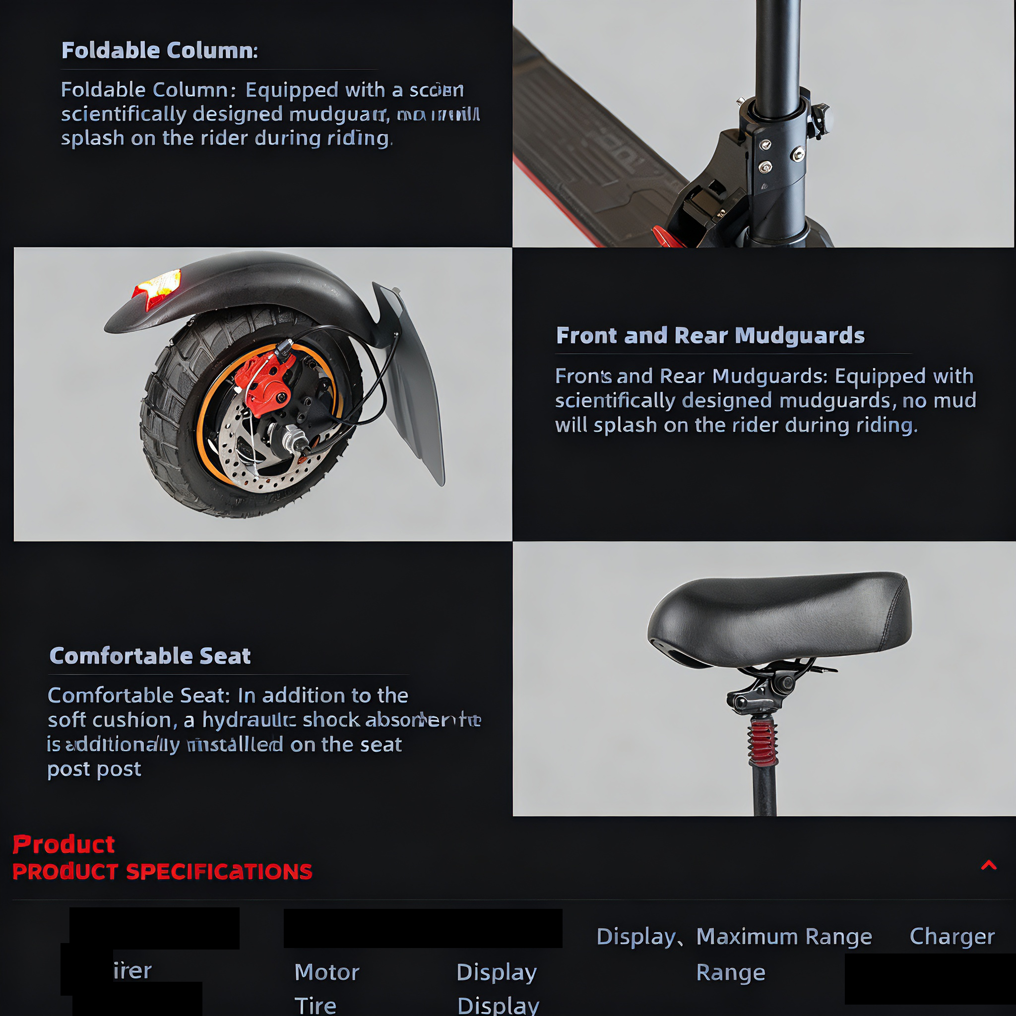 48v 500w adult E-scooter with dual shock absorption, M4 pro European off-road electric scooter