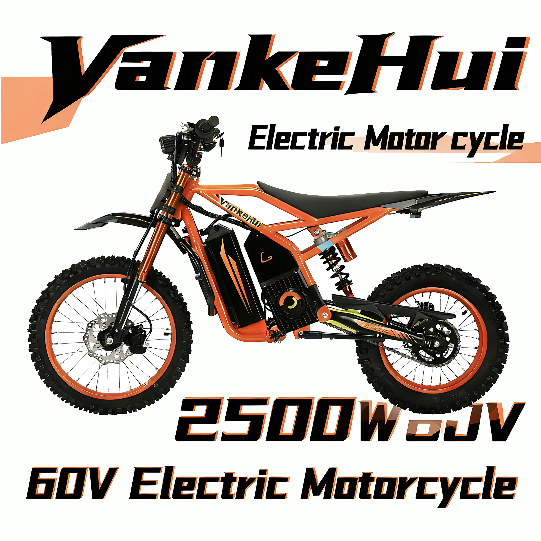 VankeHui，two-wheel electric motorcycles, 60V 2500W 27AH，Electric mobility scooter, unisex electric vehicle, long range, front and rear oil disc brakes