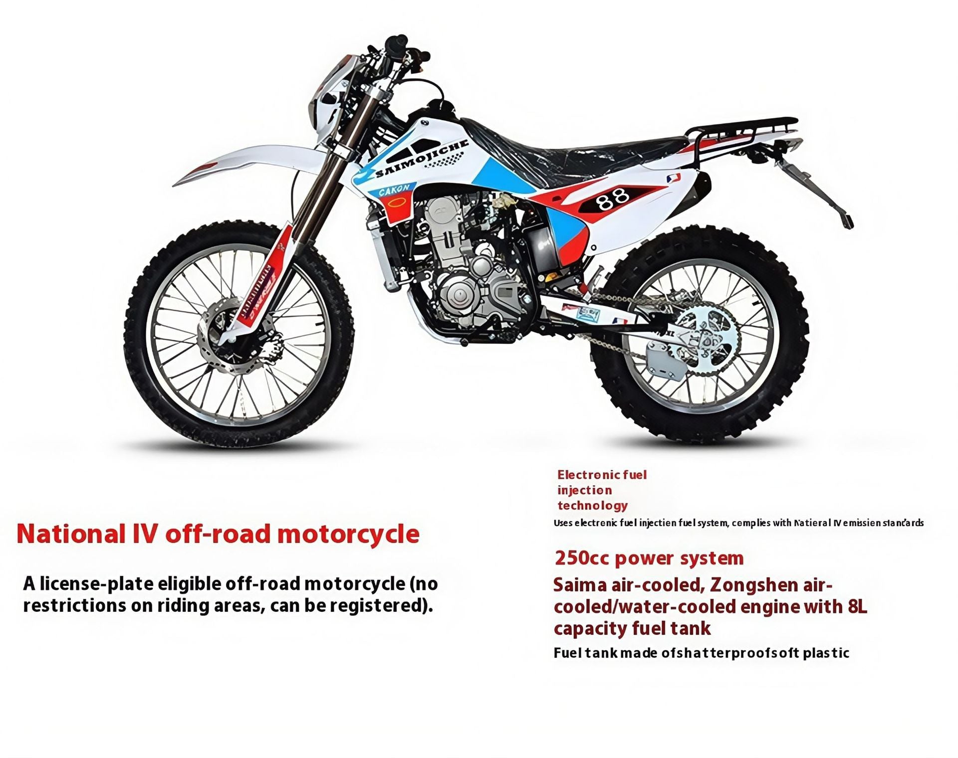Factory direct sales of brand-new 250cc off-road motorcycles, National IV electronic fuel injection emission compatible water-cooled off-road racing cars, K8 mountaineering and off-road leisure commuter vehicles