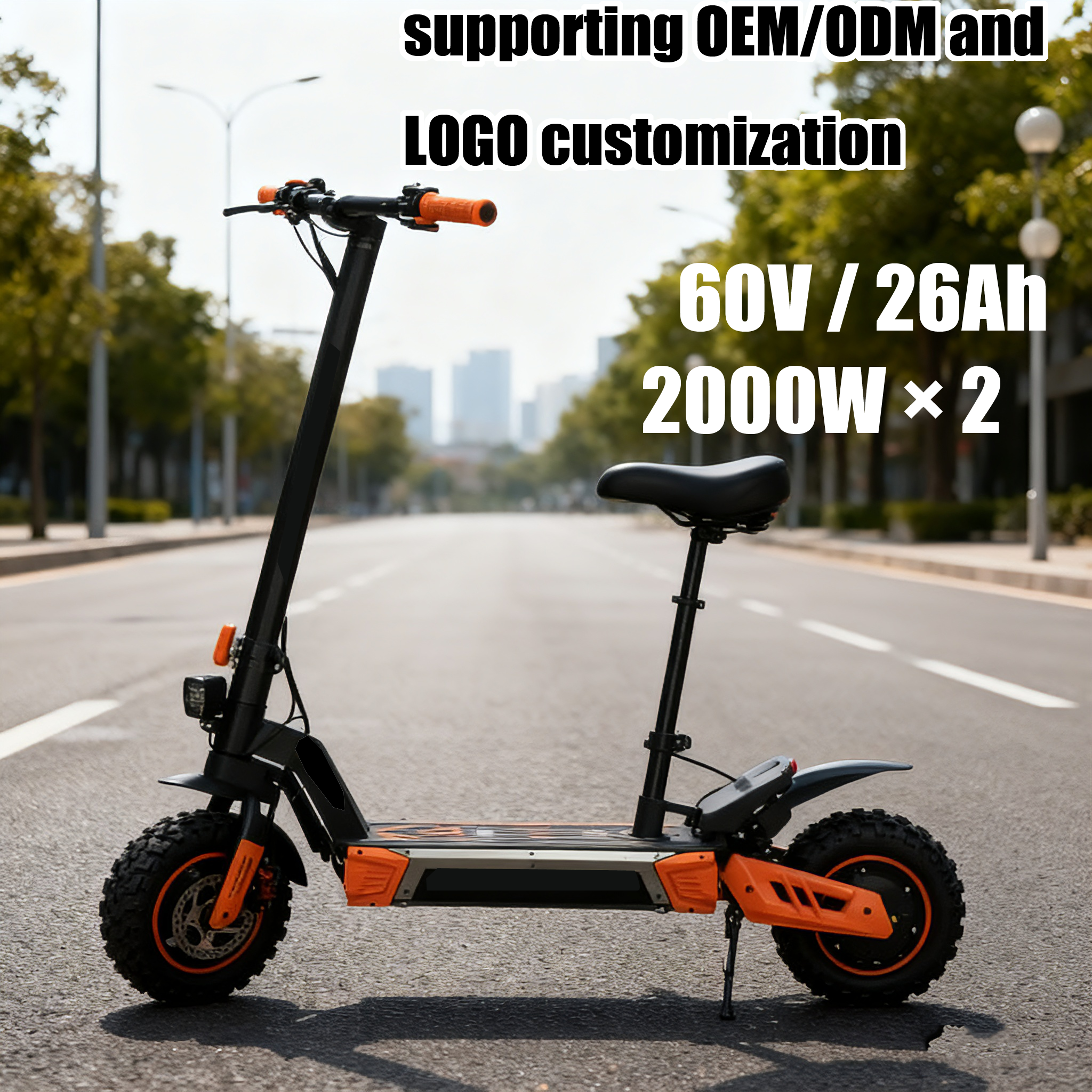 Supports OEM/ODM and LOGO customization, single-drive 48V 15AH lithium battery folding scooters, and two-wheel flatbed scooters