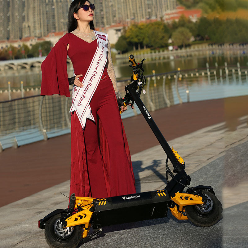 Dual drive 48V 21AH Stylish, cool and stylish, premium two-wheel lithium battery electric scooter VankeHui, 1600W 60V dual-drive electric scooter